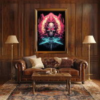 Menacing Skull Artistic Design Abstract Poster