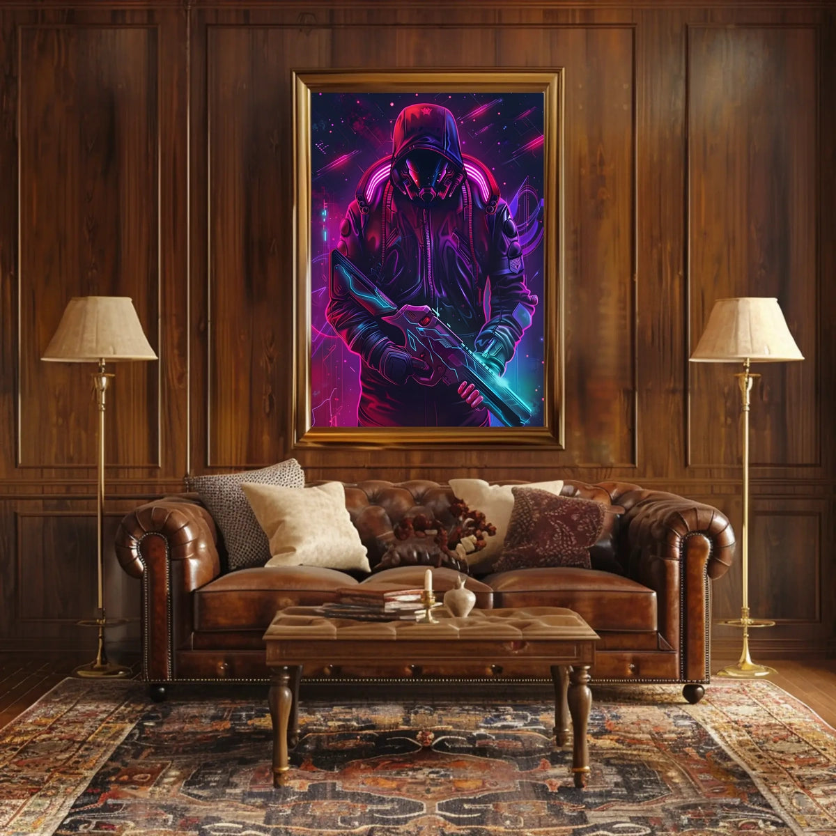 Neon Cyber Warrior Poster