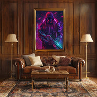 Neon Cyber Warrior Poster