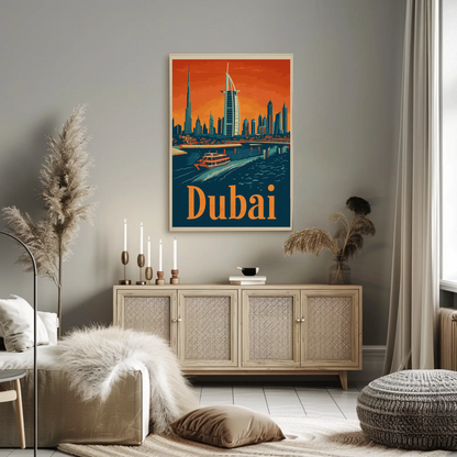 Dubai Cityscape Vintage Poster