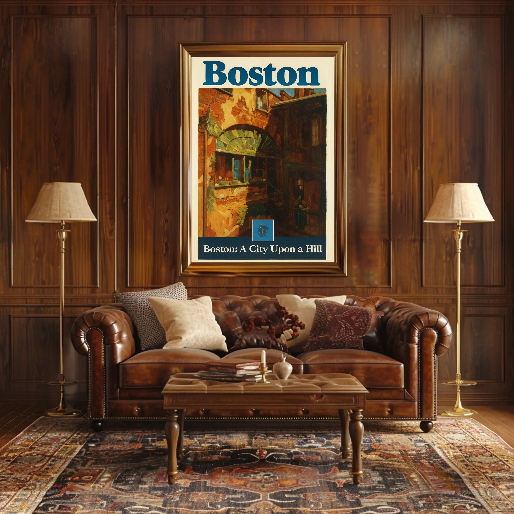 Boston City Upon a Hill Urban Cityscape Poster