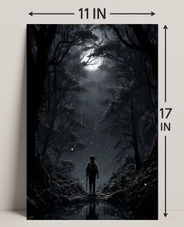 Moonlit Journey Through The Forest Poster