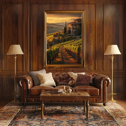 Tuscany Vineyards Sunset Travel Poster