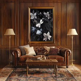 Monochrome Magpie Art Vintage Animal Poster PosterGoat
