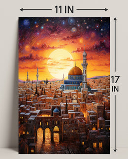 Sunset Over The Ancient City Poster