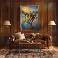 Whimsical Reindeer Ice Skating Artistic Poster