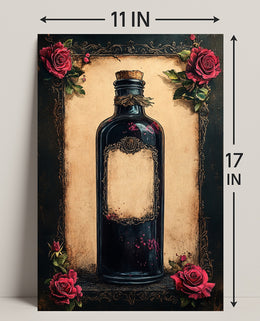 Vintage Potion Bottle With Roses Vintage Poster