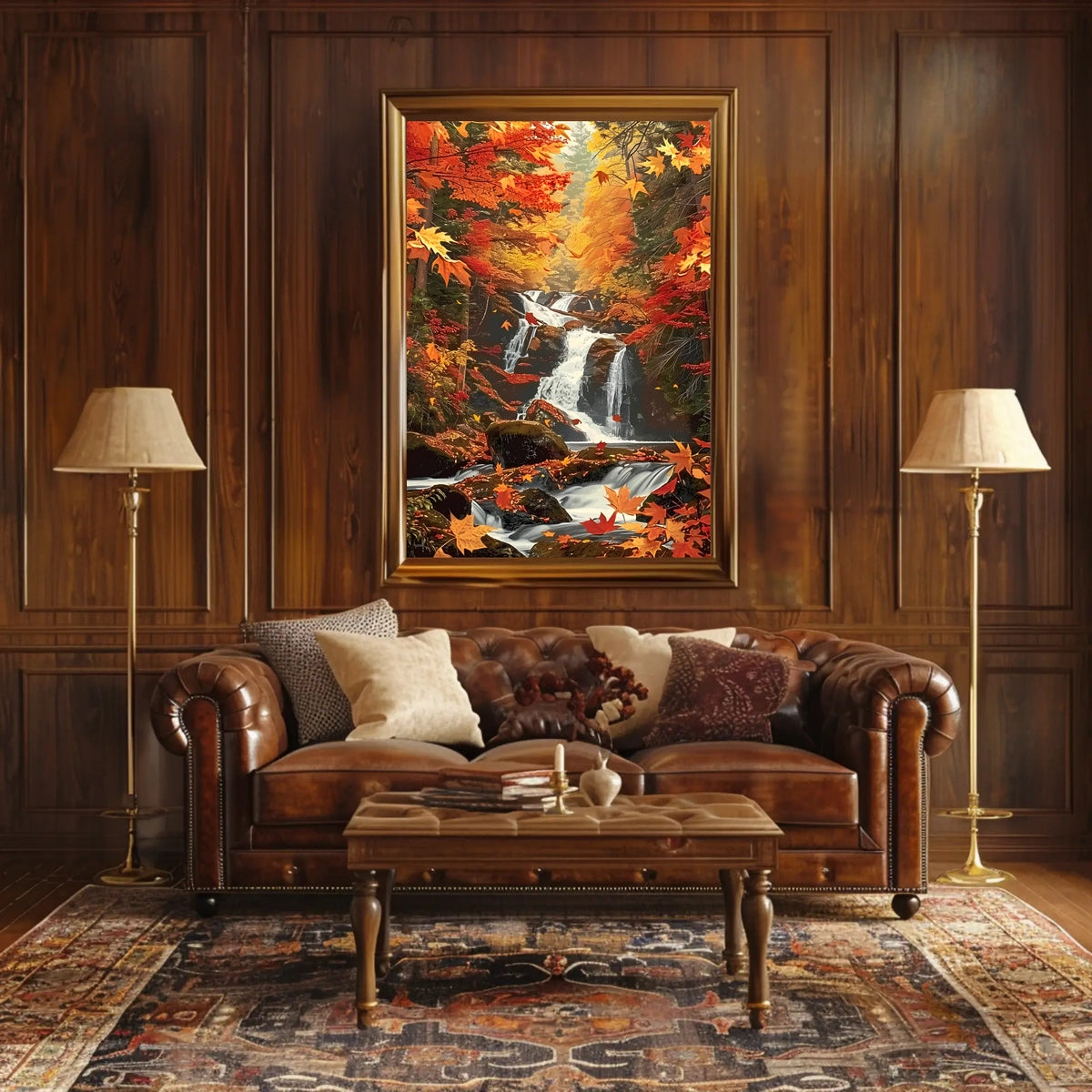 Autumn Waterfall Serenity Poster