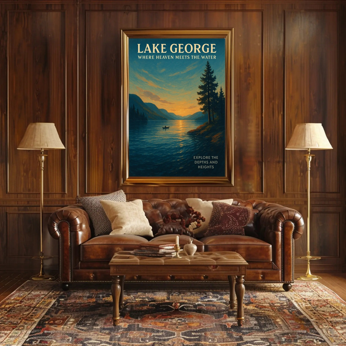 Lake George Sunrise Tranquility Poster Vintage Wall Art