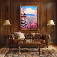 Traditional Pagoda with Cherry Blossoms Artful Cultural or Heritage Poster