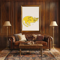 Yellow Cat Poster Whimsical Wall Art Print