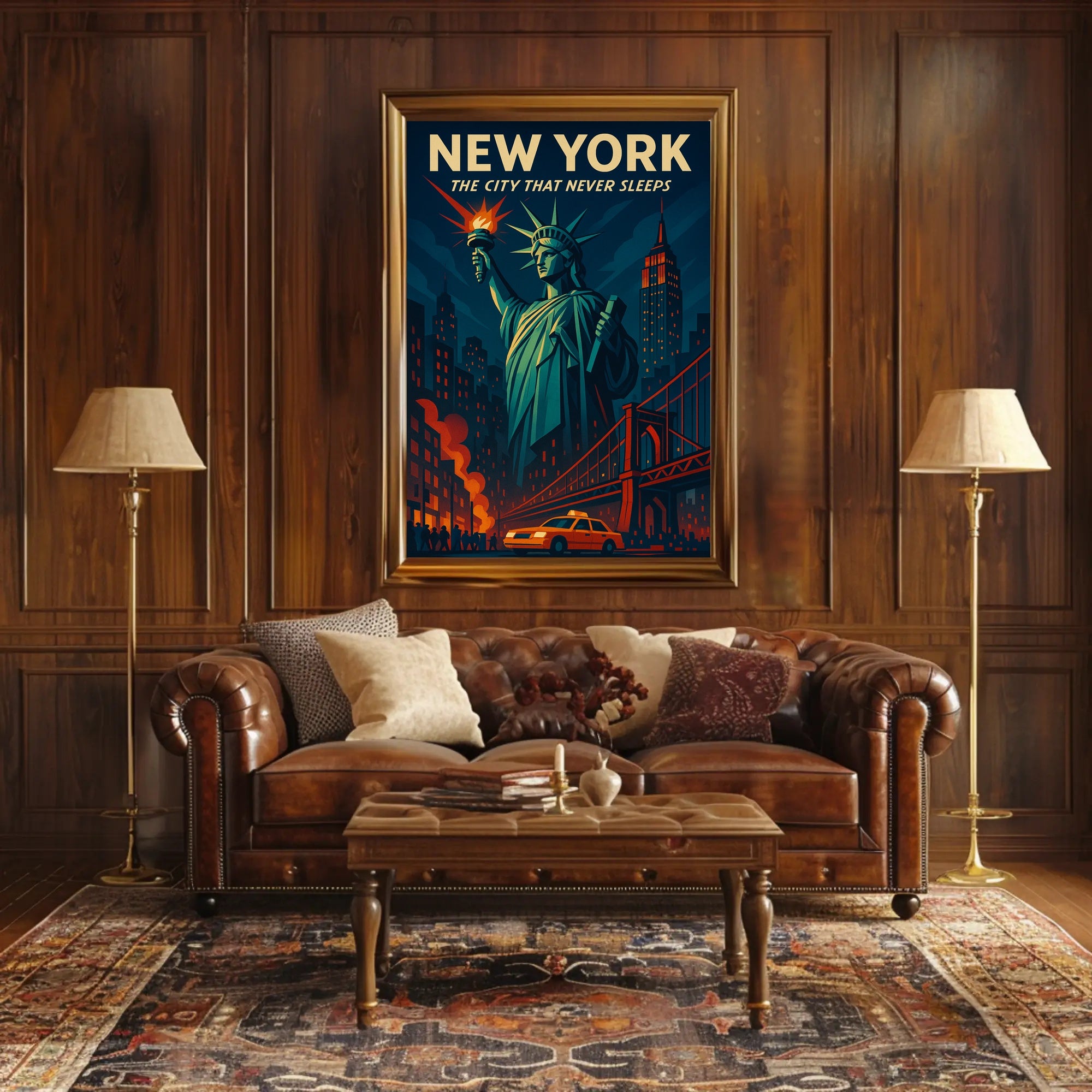 New York Skyline Vintage Travel Poster