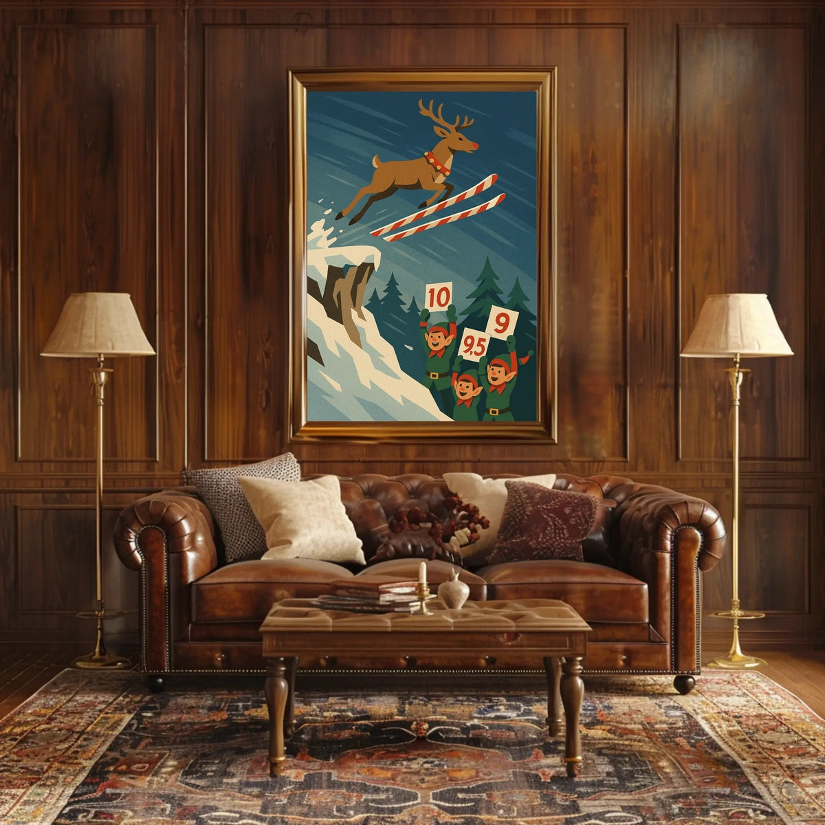 Reindeer Ski Jump Poster