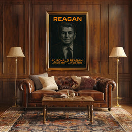 Ronald Reagan 40th President of the United States Techno Schematic Poster