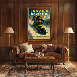 Jamaica Bobsled Team 1988 Winter Olympics Poster