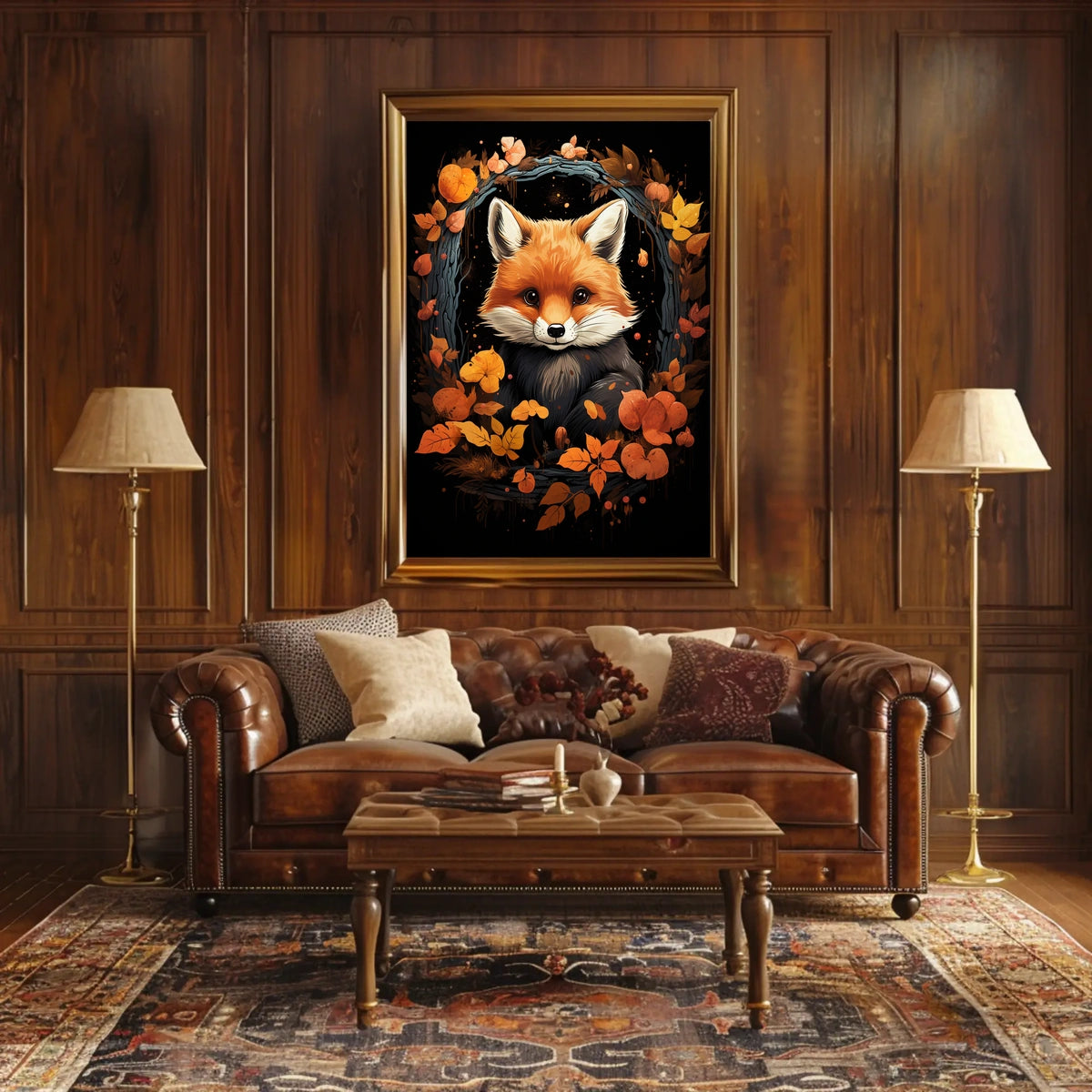 Red Panda Autumnal Whimsy Art Poster Decor