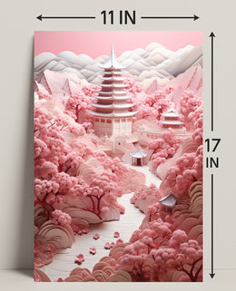 Serene Cherry Blossom Landscape Poster