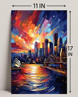 Vivid Cityscape At Sunset Poster