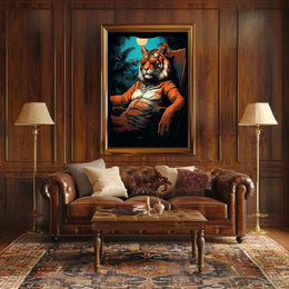 Tiger Majesty Illuminated: Exotic Animal Art Print Poster