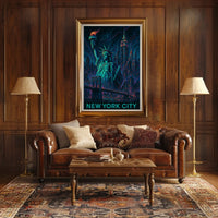 New York City Poster Modern Neon Travel Cityscape Wall Art