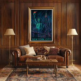 New York City Poster Modern Neon Travel Cityscape Wall Art