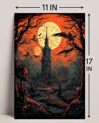 Haunted Tower Under Blood Moon Poster
