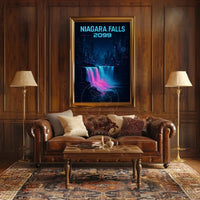 Futuristic Neon Niagara Falls Art Print - Futuristic Sci-Fi Poster