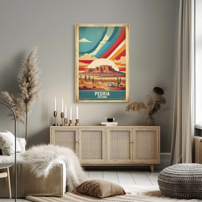 Peoria Arizona Desert Drive Vintage Travel Poster