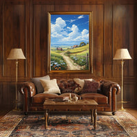 Idyllic Countryside Landscape Bright Artistic Rural Poster