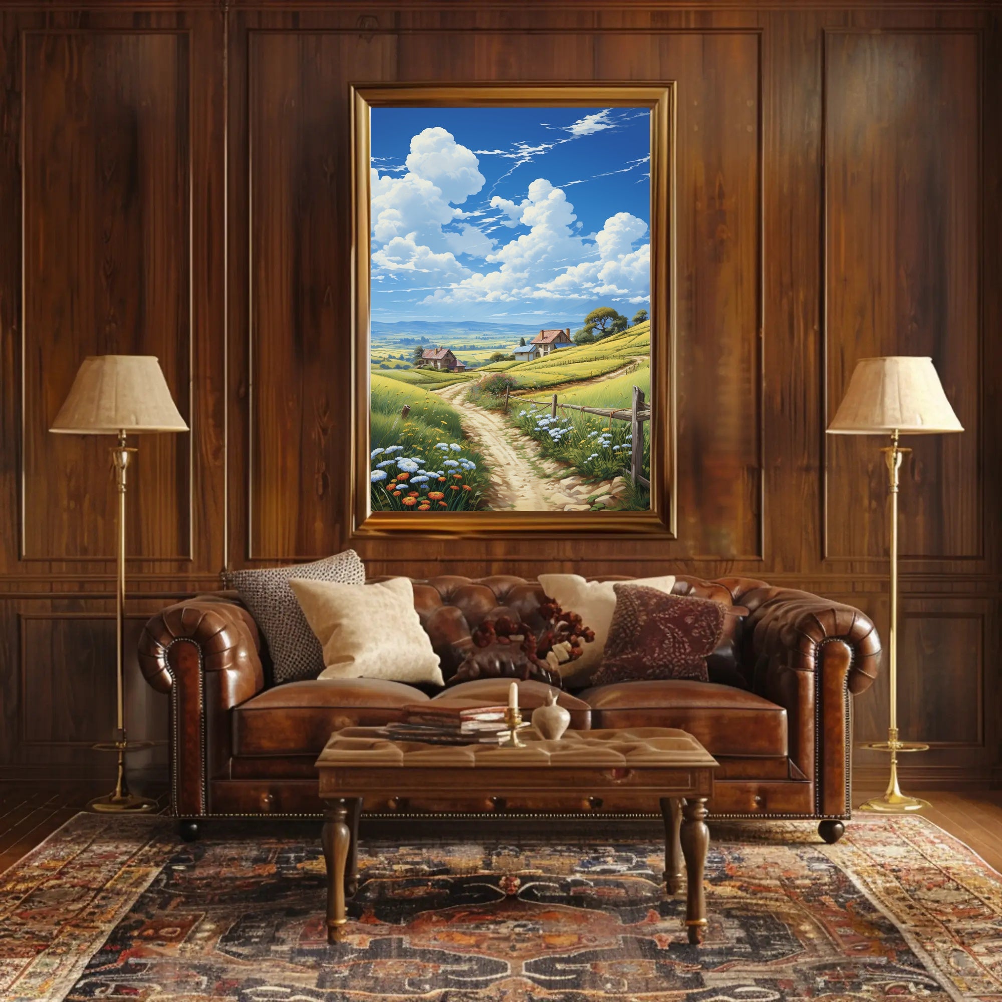 Idyllic Countryside Landscape Bright Artistic Rural Poster