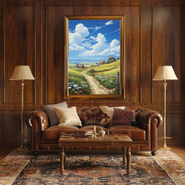 Idyllic Countryside Landscape Bright Artistic Rural Poster