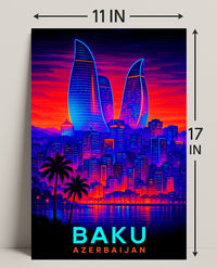 Baku Skyline Azerbaijan Poster PosterGoat