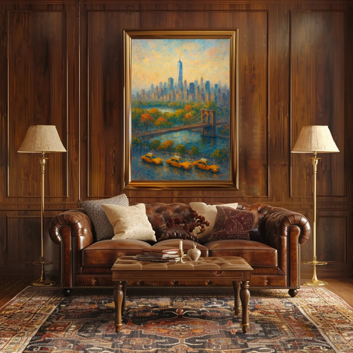New York City Autumn Skyline Poster Abstract Wall Art