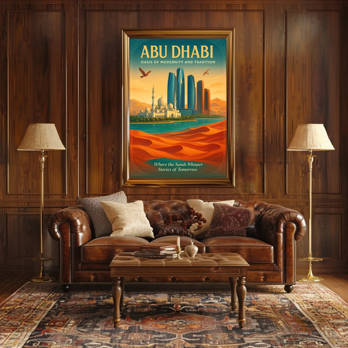 Abu Dhabi Modern Tradition Cityscape Travel Poster