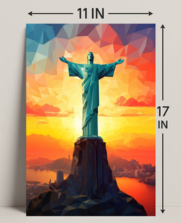 Christ The Redeemer At Sunset Poster