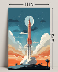 Rocket Launch At Dusk Poster