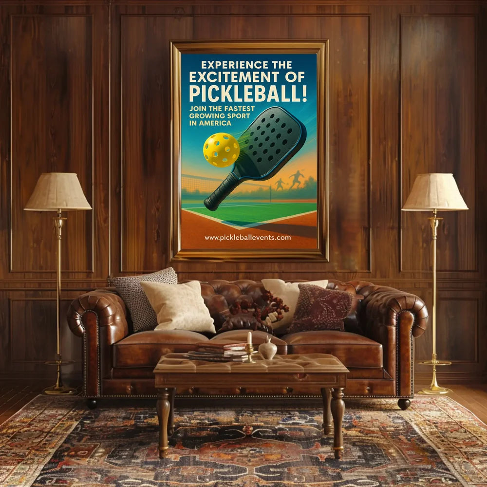 Pickleball Paddle in Action: Vibrant Sports Poster PosterGoat