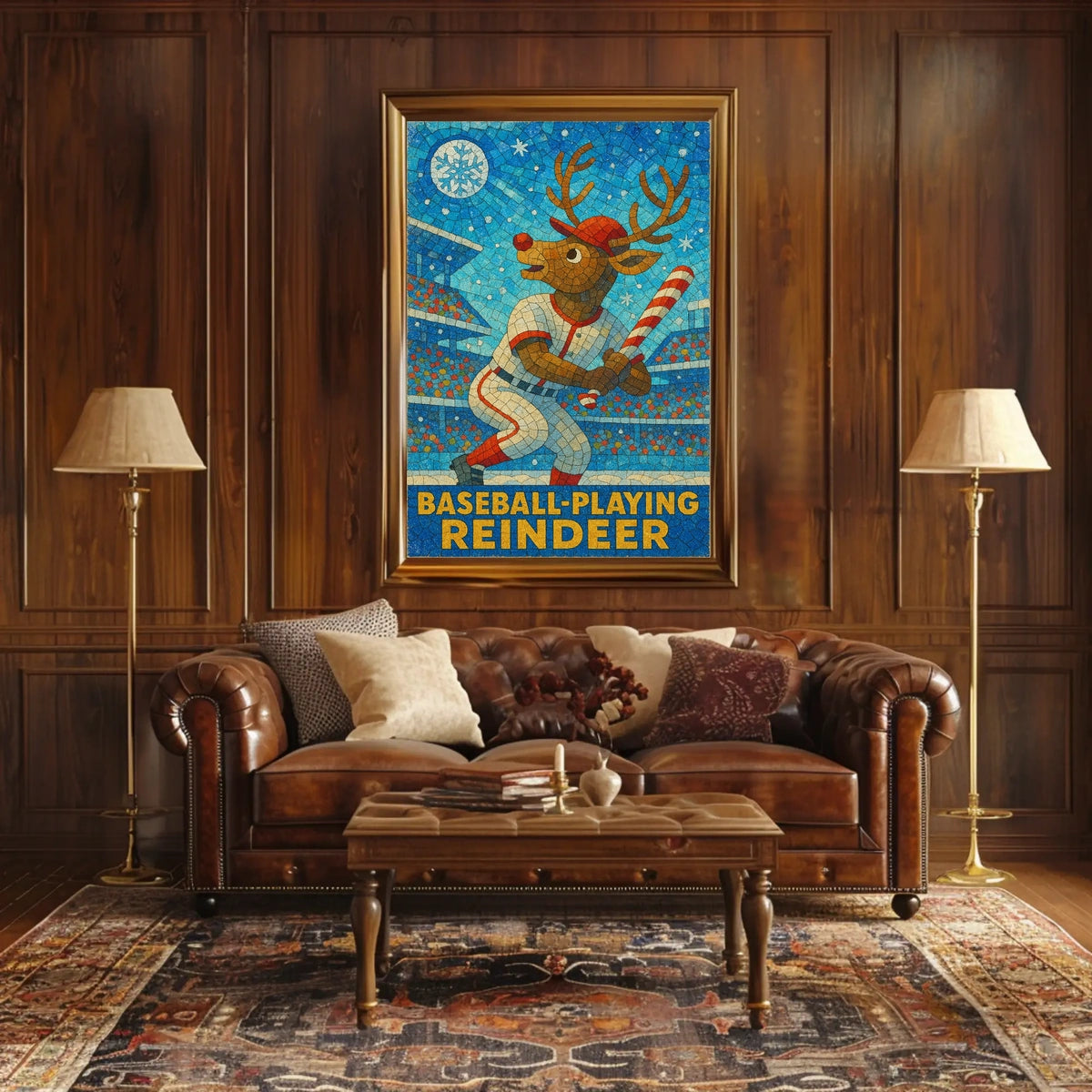 Baseball-Playing Reindeer Poster