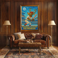 Baseball-Playing Reindeer Poster