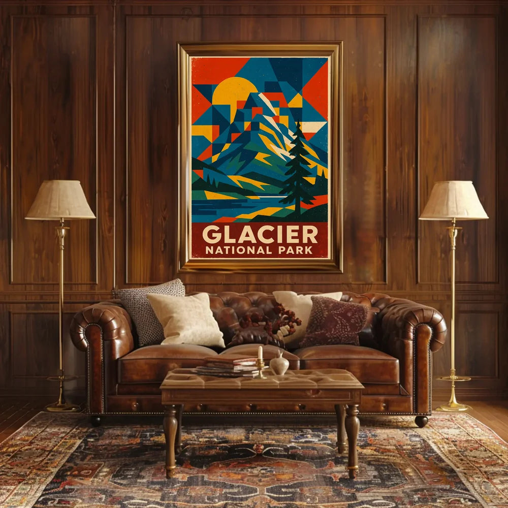 Glacier National Park Commemorative Art Poster