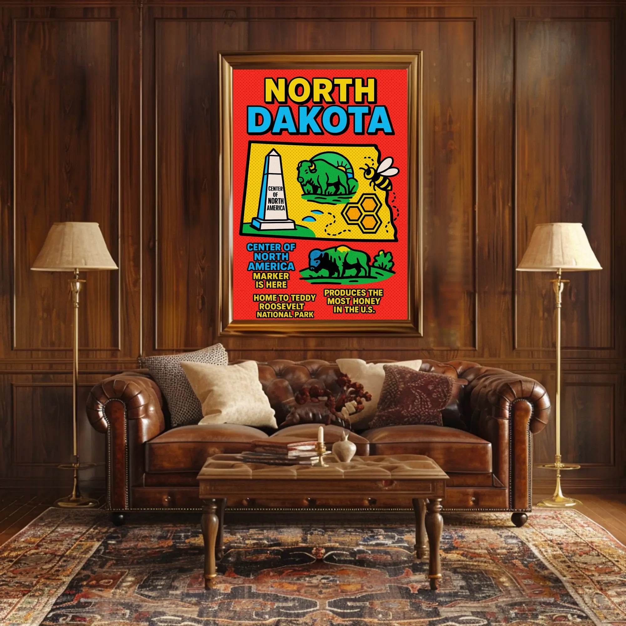 North Dakota Pop Art Travel Poster