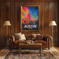 Austin Texas Vibrant Cityscape Digital Painting Pop Art Urban Skyline Travel Inspired Poster