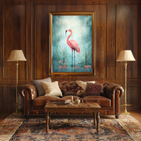 Flamingo In The Rain Poster