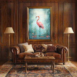 Flamingo In The Rain Poster