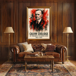 Calvin Coolidge Watercolor 1923-1929 Historical Presidential Poster