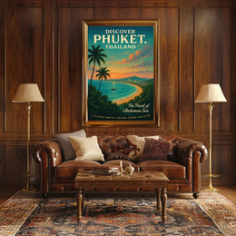 Phuket Travel Poster Vintage Beach Wall Art Print