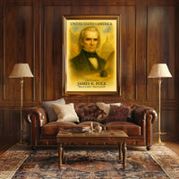 James K. Polk 11th President of the United States Vintage Watercolor Poster