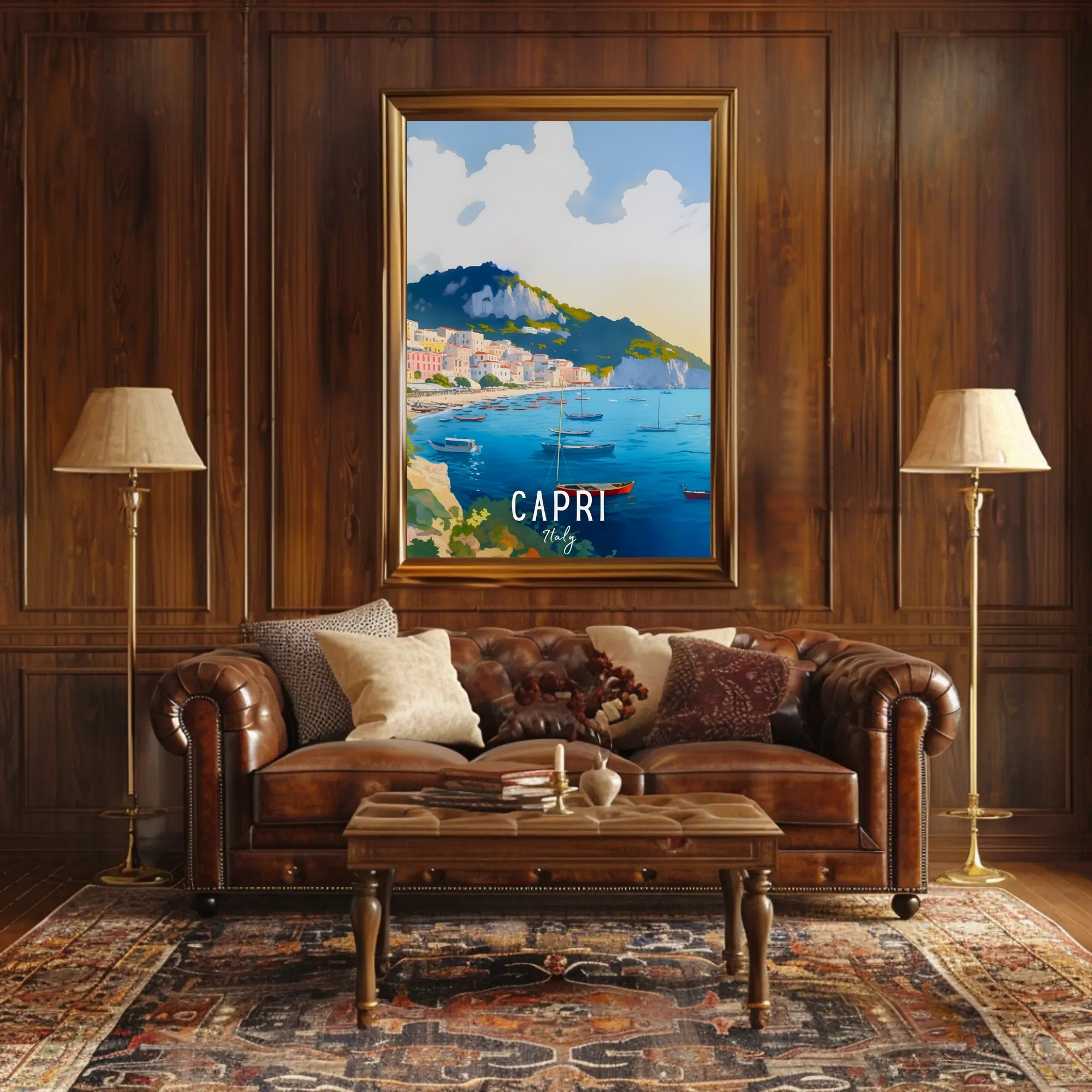Capri Coastal Town Scenic Travel Poster