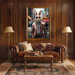Stylish Rabbit In The City Poster