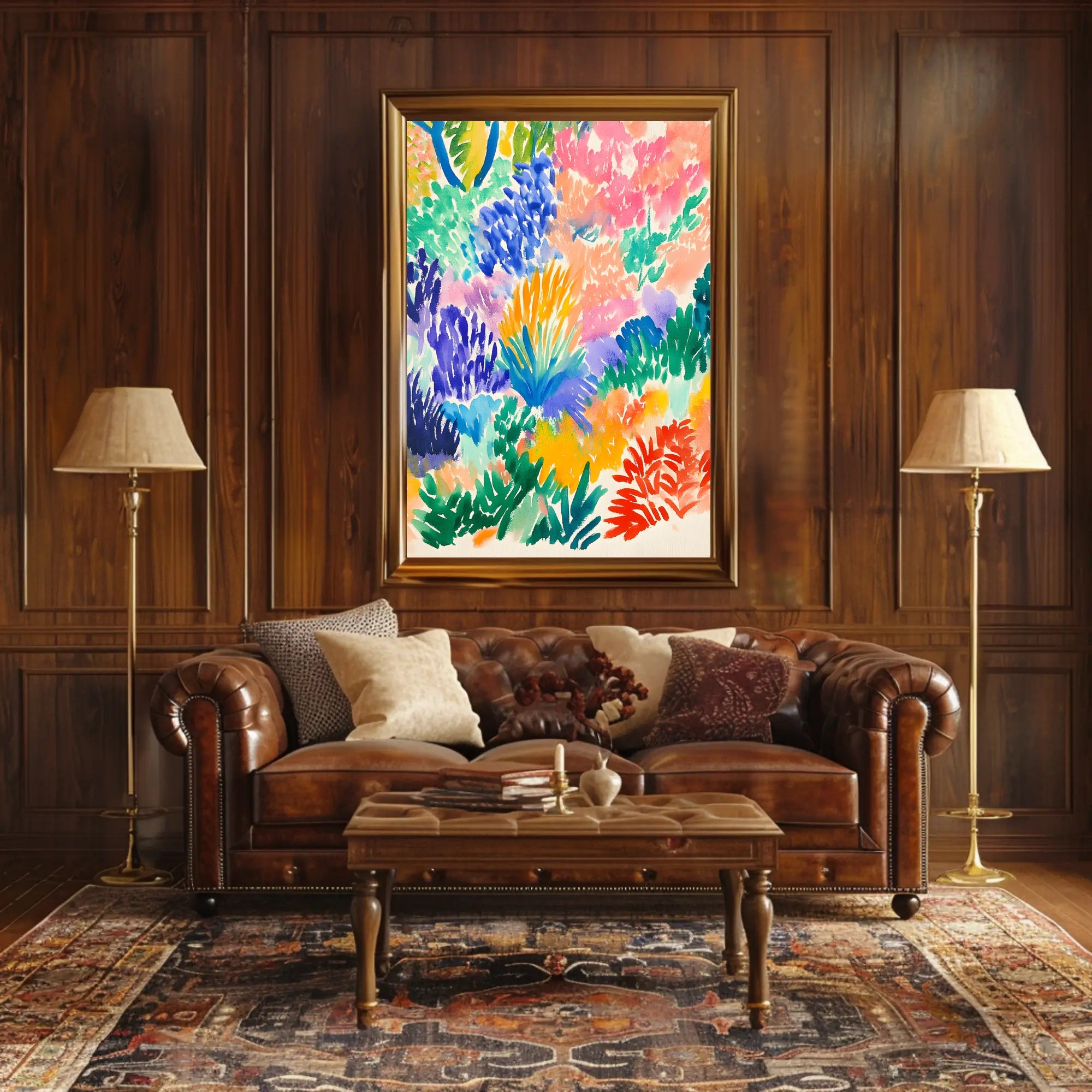 Vibrant Abstract Garden Scene Modern Art Poster